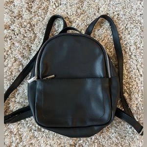 Mini Black Leather Backpack